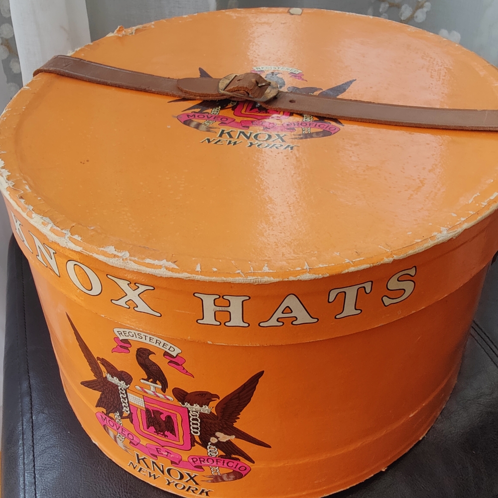 Orange Vintage Knox New York Hat Box